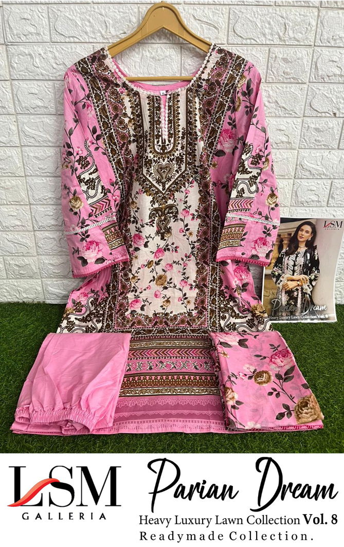 Lsm Parian Dream Vol 8 Lawn Cotton Pakistani Readymade Suits Wholesale Market In Surat
